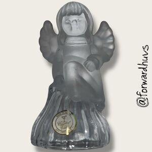 Crystal Clear Frosted Angel Figurine Lead Crystal 4.75”
